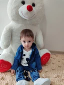 Kot Kumaş Kapşonlu Uzun Kol Sweatli Kot Kumaş 3lü Erkek Bebek Takımı Mavi thumbnail 9