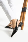 Albishoes Kadın Kare Topuk 4 Cm Toka Detaylı Arkası Açık Sivri Burun İş Ofis Günlük Kadın Ayakkabı - 3
