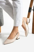 Albishoes Kadın Kare Topuk 4 Cm Arkası Açık Sivri Burun Şık İş Ofis Günlük Kadın Topuklu Ayakkabı - 3