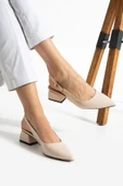 Albishoes Kadın Kare Topuk 4 Cm Arkası Açık Sivri Burun Şık İş Ofis Günlük Kadın Topuklu Ayakkabı - 2