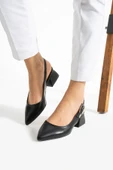Albishoes Kadın Kare Topuk 4 Cm Arkası Açık Sivri Burun Şık İş Ofis Günlük Kadın Topuklu Ayakkabı - 3