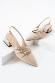 Albishoes Kare Topuk 4 Cm Rugan Toka Detaylı Arkası Açık Sivri Burun İş Ofis Günlük Kadın Ayakkabı - 4