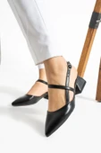 Albishoes Kadın Kare Topuk 4 Cm Tokalı Şerit Bant Arkası Açık Sivri Burun Şık Günlük Kadın Ayakkabı - 3