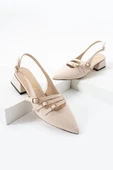 Albishoes Kadın Kare Topuk 4 Cm Toka Detaylı Arkası Açık Sivri Burun İş Ofis Günlük Kadın Ayakkabı - 4