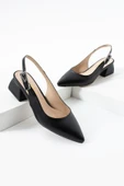 Albishoes Kadın Kare Topuk 4 Cm Arkası Açık Sivri Burun Şık İş Ofis Günlük Kadın Topuklu Ayakkabı - 4