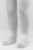 Tekli Ekose Kabartma Penye Külotlu Çorap Bs50105 Beyaz thumbnail 12