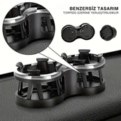 Polham Premium Oto Araç İçi Çift Bardak İçecek Tutucu, Torpido Üstü ve Bardaklık Montajlı Bardak Tutucu - 3