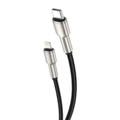 Gritty 30W Metal Uçlu Akım Korumalı Type-C to Lightning Örgülü Kablo 100cm Siyah (GL-SL02) - 1