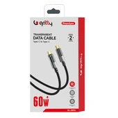 Gritty Dijital 60W Type-C to Type-C Örgülü Şarj Kablosu 1.1 m Siyah (GL-DP01) - 2