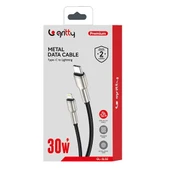 Gritty 30W Metal Uçlu Akım Korumalı Type-C to Lightning Örgülü Kablo 100cm Siyah (GL-SL02) - 2