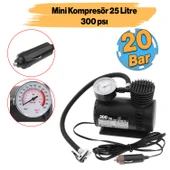 Mini Hava Kompresörü 12V Araç Tipi Çakmaklık Araba Bisiklet Teker Lastik Şambrel Top Şişirme 300 Psı - 1