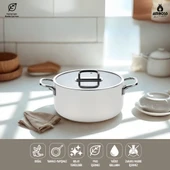 Sera Nova Seramik Yanmaz Yapışmaz Tencere 20 cm  Beyaz thumbnail 1