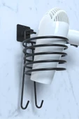 Jusso Yapışkanlı 4'lü Siyah Fön Makinesi Tutucu Wc Tuvalet Kağıtlık Kağıt Havluluk Çubuk Havluluk Set - 3