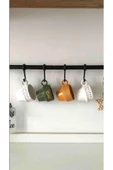Jusso 6 Kancalı Ferforje Metal Çok Amaçlı Kahve Köşesi, Mutfak, Banyo Dekor Kupa,Fincan ve Kaşıklık Askısı - 5