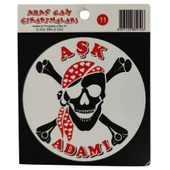 Araç Cam Çıkartma 11 (Yuvarlak Kafa Tası "AŞK ADAMI") - 1