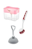 Flora 3’lü Bulaşık Temizlik Seti, Pompalı Hazneli Bulaşık Deterjanlığı + Bulaşık Fırçası + Lavabo Pompası thumbnail 2