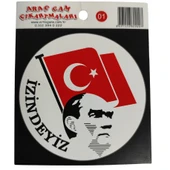 Araç Cam Çıkartma 1 (Atatürk Ve Bayrak "İzindeyiz") - 1