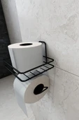 Jusso Yapışkanlı Tuvalet Kağıtlığı Tutacağı Askısı Mat Siyah Metal Tuvalet Kağıtlık - 3