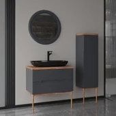 Ubm Monarc 80 Cm Lake Banyo Dolabı Antrasit - 4