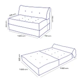 Homedius Mocca Keten Çift Kişilik Katlanır Yatak Katlanır Koltuk Gri Çift - 7