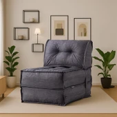 Homedius Mocca Keten Tek Kişilik Katlanır Yatak Katlanır Koltuk Gri Tek - 1