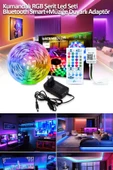 Mega Oto Market Bluetoothlu 3 Çipli RGB Şerit LED - 10 Metre Kumandalı TV Arkası Dekoratif Işık - 1