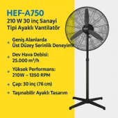Sanayi Tipi 75 cm 210W Ayaklı Vantilatör Sessiz Geniş Alanlara Uygun Endüstriyel Güçlü Fan - 2
