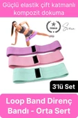 Premium Loop Band Direnç Bandı Orta Sert Spor Egzersiz Aerobik Pilates Squat Lastiği Fitness Yoga - 1