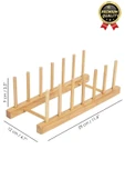 Çok Amaçlı Düzenleyici Bulaşıklık Plak Tabak Kitap Mutfak Organizer 8 Bölmeli Bambu Tabak Standı - 4