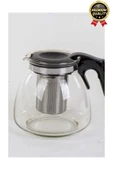 Özel Üretim Isıya Dayanıklı Bitki Çayı Şeffaf Büyük Çelik Süzgeçli Cam Çaydanlık Demlik 1.1 Litre - 3