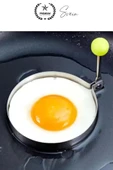 Premium Yanmaz Yapışmaz Paslanmaz Metal Yuvarlak Omlet Krep Kalıbı Tava Sahanda Yumurta Pankek - 4