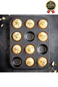 Çok Amaçlı Mutfak Yüksek Isıya Dayanıklı Yıkanabilir Yanmaz Yapışmaz 12'li Kek Muffin Cupcake Kalıbı - 2