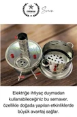 Premium Tek Musluklu 3.5 lt Kömürlü Kamp Piknik İçin Çok Amaçlı Odunlu Çay Semaveri Paslanmaz Çelik - 4