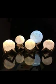 Dolunay 3D Ay Işıklı Standlı Pilli Dekoratif Gece Lambası Hediyelik Küre Led 15 Cm Loş Dekor - 5