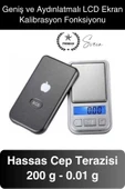 Premium Pilli Mini Hassas Cep Terazisi Tartı 200 g Kapasite 0.01 g Kuyumcu Tartısı Kılıflı Kalibre thumbnail 1