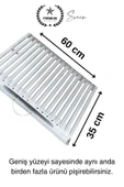 Premium 60 x 35 cm Paslanmaz Çelik 0,8 Kalın Oluklu Izgara Mangal Piknik Kamp Et Balık Kebap Pişirme - 3