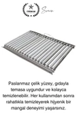 Premium 60 x 35 cm Paslanmaz Çelik 0,8 Kalın Oluklu Izgara Mangal Piknik Kamp Et Balık Kebap Pişirme - 4