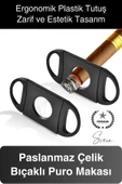 Deluxe Puro Kesme Makası Giyotini Cigaretta Paslanmaz Çift Bıçak Keskin Çelik Sağlam Çift Kesim - 1
