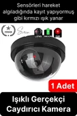 1 Ad. Caydırıcı Dome Güvenlik Kamerası Led Işıklı Hırsız Kovalayan Sensörlü Apartman Yazlık Maket Ev - 1