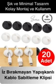 20'li İz Bırakmaz Siyah Beyaz Kablo Sabitleme Klipsi Çalışma Masası Düzenleyici Ev Oda Ofis Pratik thumbnail 1