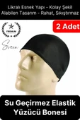 2'li Her Saça Uygun Su Geçirmez Bez Bone Likralı Yüzücü Deniz Havuz Elastik Unisex Kulak Korumalı - 1