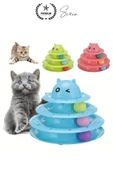 3 Katlı 3 Toplu Kedi Oyuncağı Yuvarlak Eğlence Dönen Hareketli ABS Plastik Çıngıraklı Zeka Gelişim - 2