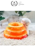 3 Katlı 3 Toplu Kedi Oyuncağı Yuvarlak Eğlence Dönen Hareketli ABS Plastik Çıngıraklı Zeka Gelişim - 5