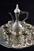 Hediyelik Sunumluk Osmanlı Motifli Nakışlı Gümüş Zemzem Takımı – 8 Parça - 2