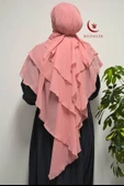 3 Katlı Şifon Sufle Pembe  (Pratik Şal) thumbnail 1
