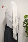 3 Katlı Şifon Sufle Beyaz  (Pratik Şal) - 3
