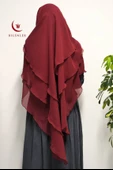3 Katlı Şifon Sufle Bordo (Pratik Şal) thumbnail 3