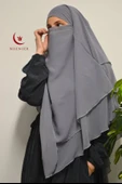 3 Katlı Şifon Sufle Gri  (Pratik Şal) - 2