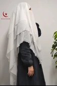 3 Katlı Şifon Sufle Beyaz  (Pratik Şal) - 2