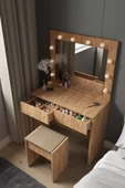 Sakura Hollywood Işıklı Aynalı Çekmeceli Makyaj Masası - 5
